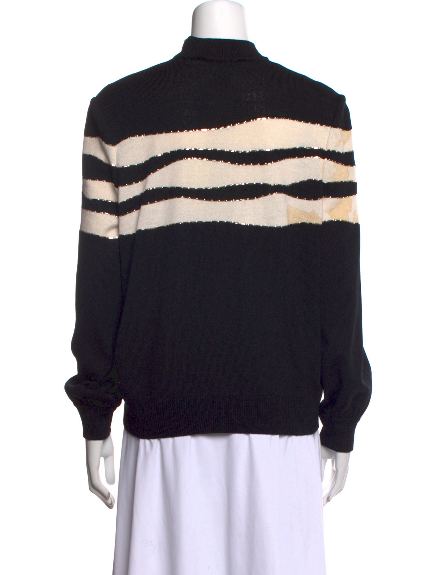 St. John Collection Striped Mock Neck Sweater